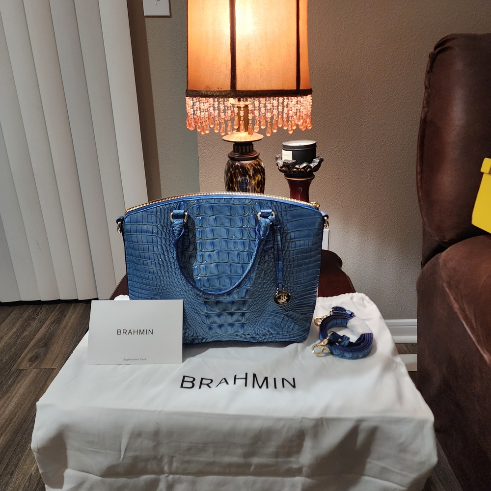 Brahmin Azure Croc-Embossed Tote